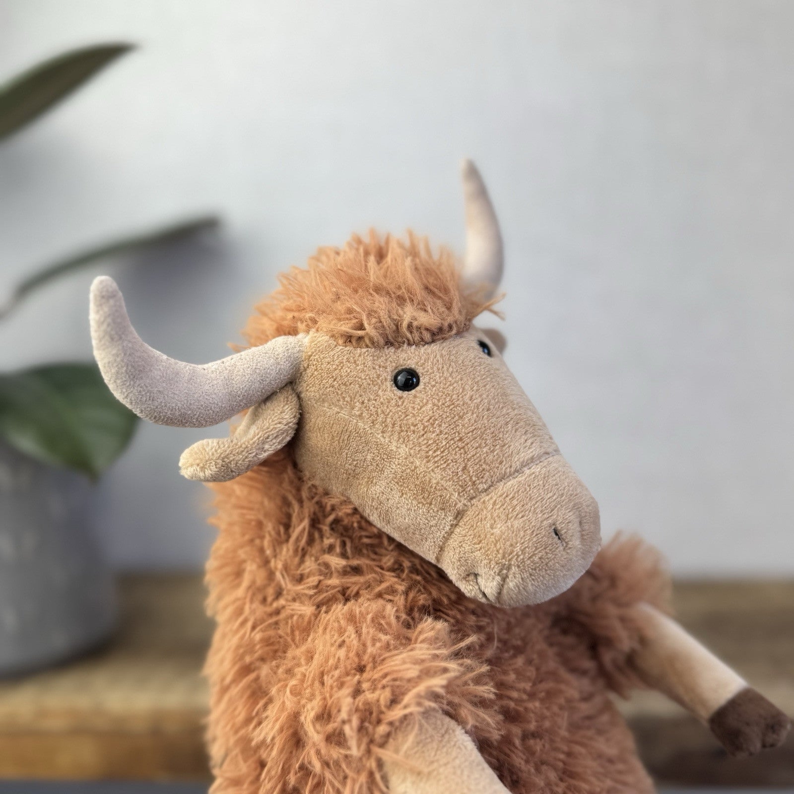 Jellycat Herbie Highland Cow - Longhorn Brown Cow Fluffy Medium Plush 12”