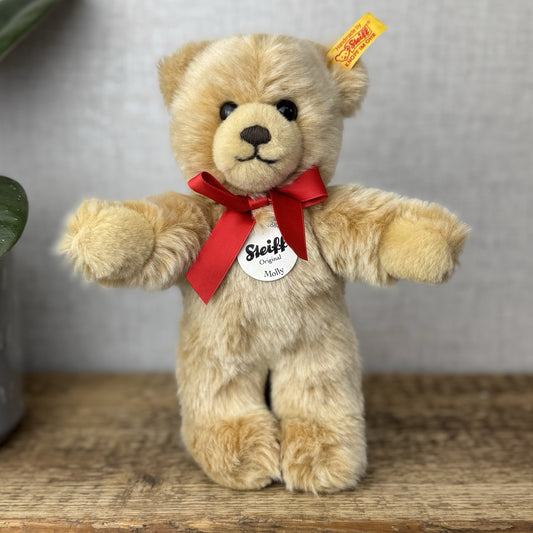 Steiff Molly Teddy Bear - Small Teddy Red Bow Tie - With Tags 9” - 669610 Molly