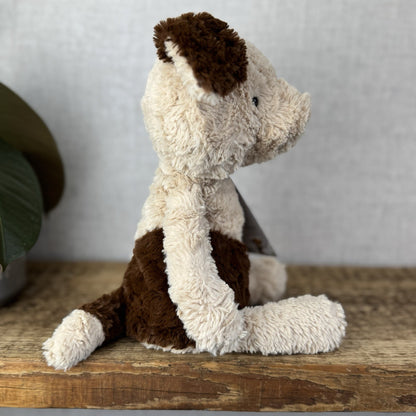 Jellycat Tuffet Dog - Medium Brown Beige Dog Plush Textured Soft Toy Retired 12"