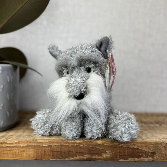 Russ Berrie Softies Toby - Grey Schnauzer Dog Soft Toy Beanie Plush Tags 8"