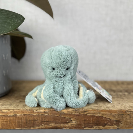 Jellycat Tiny Odyssey Octopus - Tiny Green/Blue Octopus Plush Beanie Retired 5”
