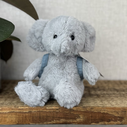 Jellycat Backpack Elephant - Fluffy Grey/Blue Elephant With Rucksack Retired 9”
