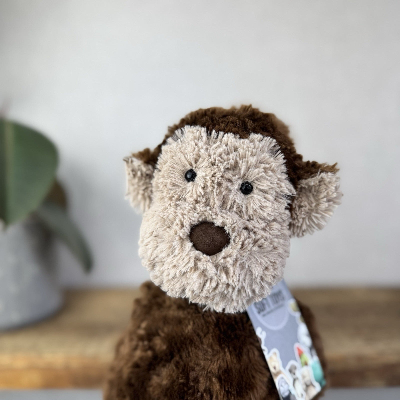 Jellycat Medium Skiffles Monkey - Vintage Textured Beanie Monkey Soft Toy 16"
