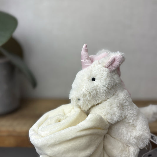 Jellycat Bashful Unicorn Baby Comforter Soother Soft Toy Plush White Pink 