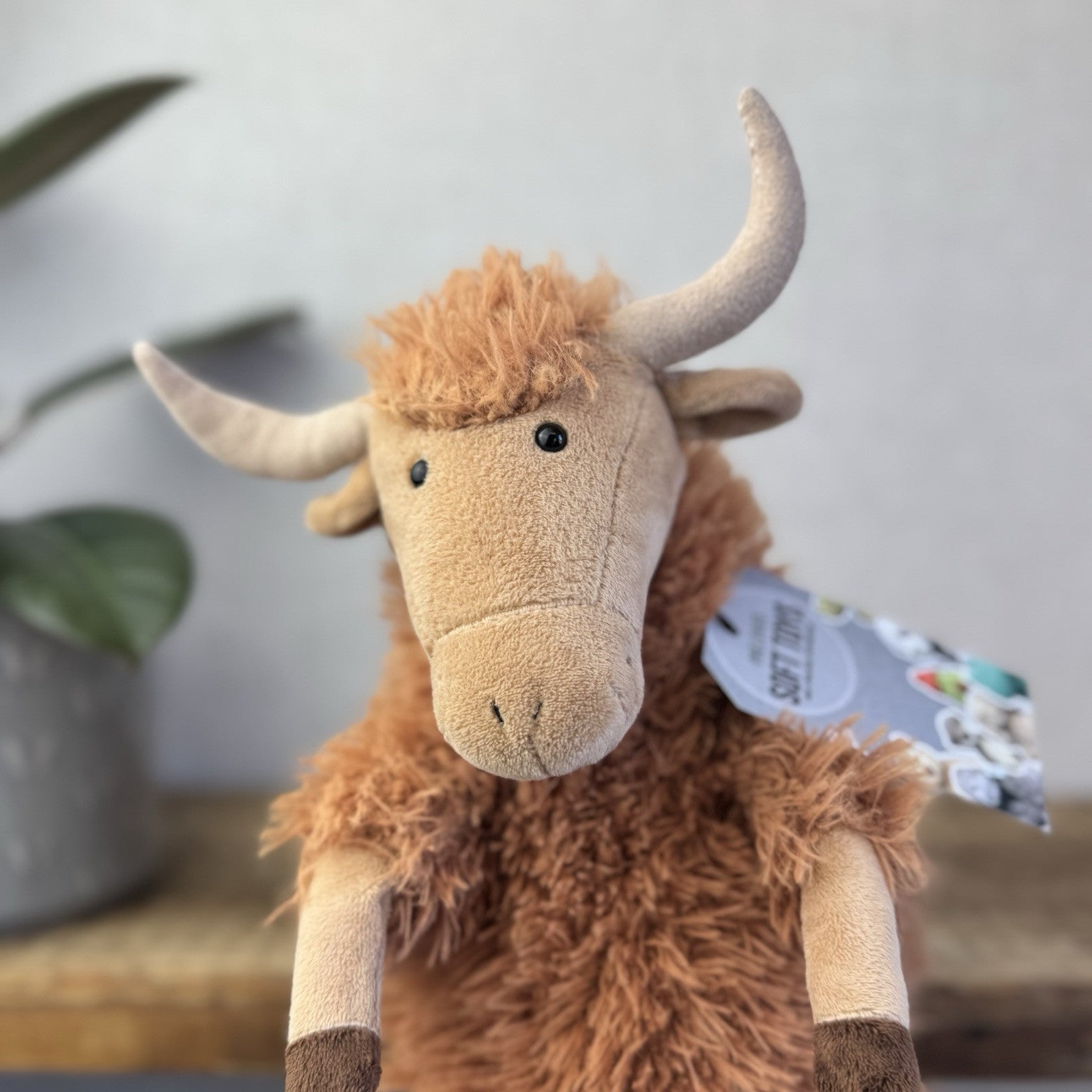 Jellycat Herbie Highland Cow - Longhorn Brown Cow Fluffy Medium Plush 12”