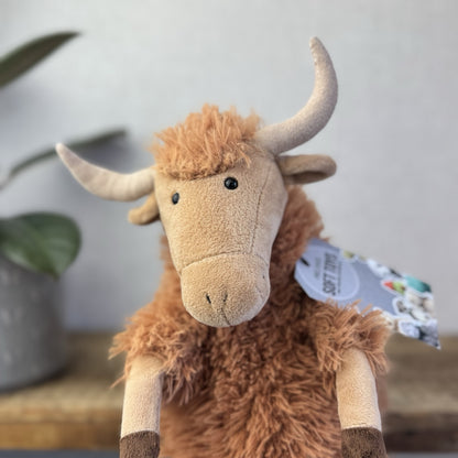 Jellycat Herbie Highland Cow - Longhorn Brown Cow Fluffy Medium Plush 12”