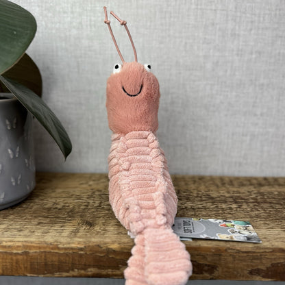 Jellycat Sheldon Shrimp Soft Toy -  Pink Prawn Sea Creature Beanie Plush 8” (#2)