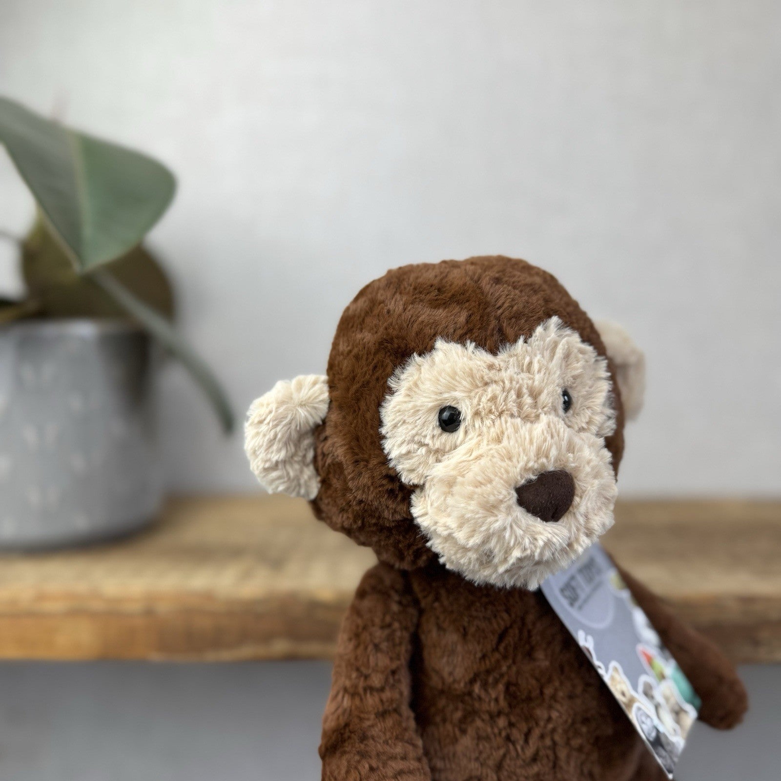 Jellycat Tuffet Monkey - Medium Brown Beanie Plush Textured Soft Toy Retired 12"