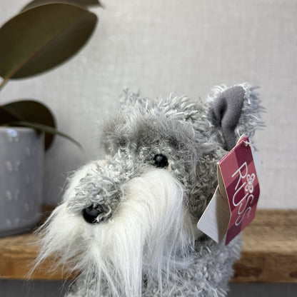 Russ Berrie Softies Toby - Grey Schnauzer Dog Soft Toy Beanie Plush Tags 8"