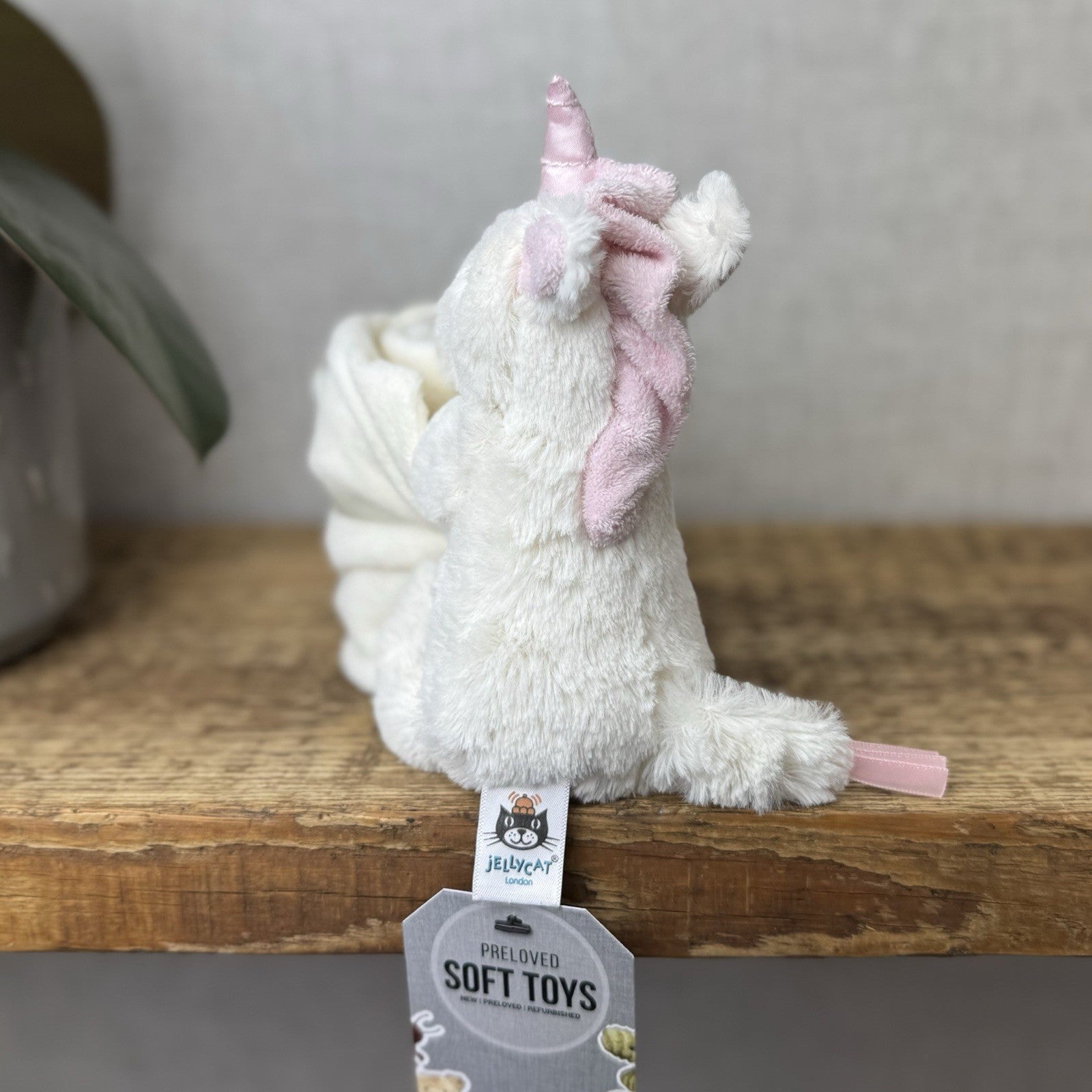 Jellycat Bashful Unicorn Baby Comforter Soother Soft Toy Plush White Pink 
