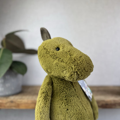 Jellycat Large Bashful Dinosaur - Large Dark Green Dinosaur Retired 16"