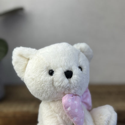 Jellycat Big Bow Cream Kitten - Small White Cat With Pink Bow Retired Small 6”