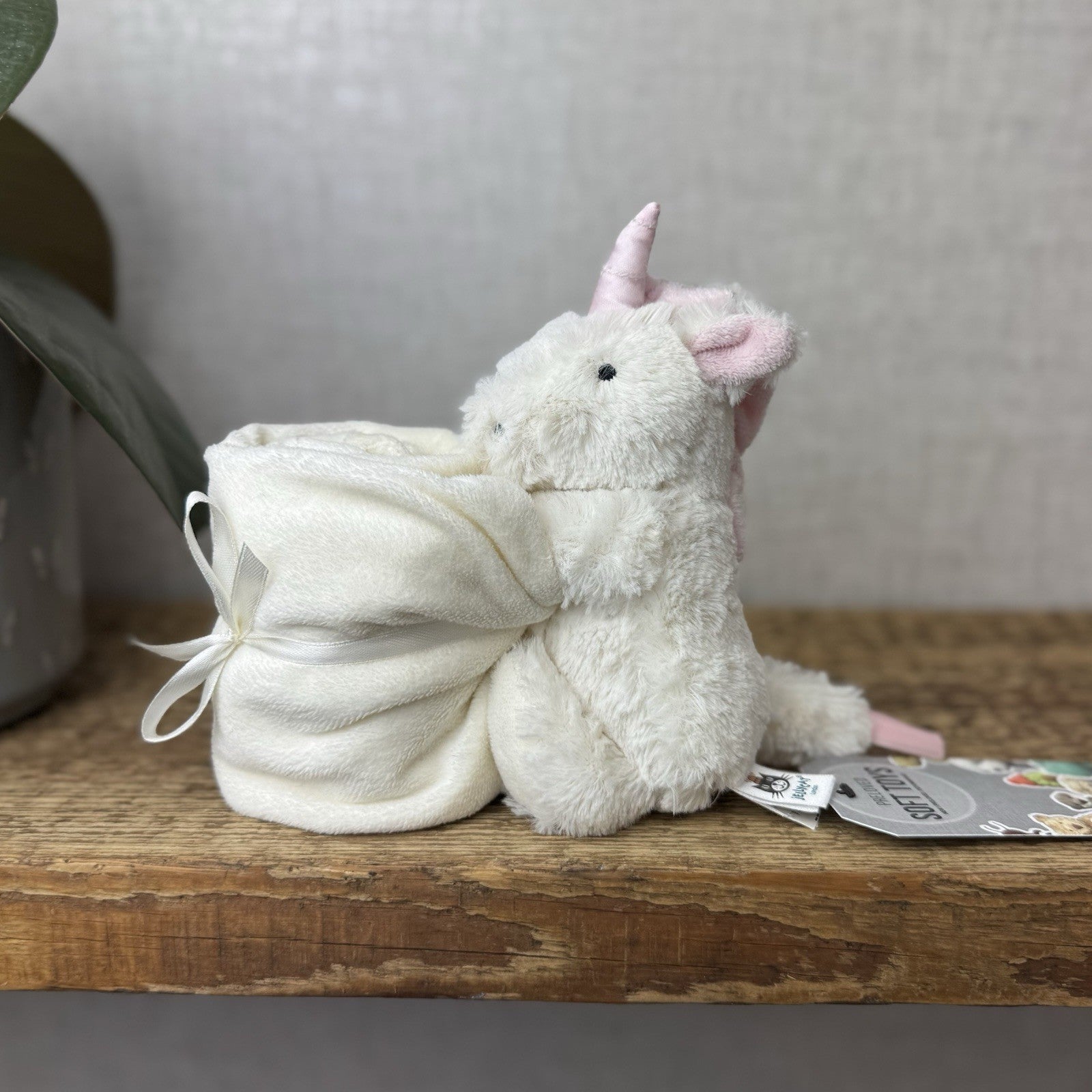 Jellycat Bashful Unicorn Baby Comforter Soother Soft Toy Plush White Pink 