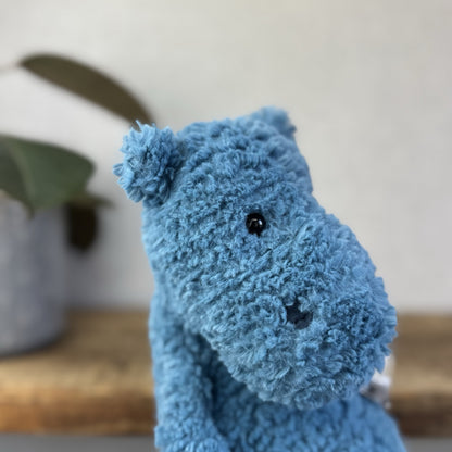Jellycat Quangle Wangle Hippo - Blue Textured Sitting Hippopotamus Beanie 12"