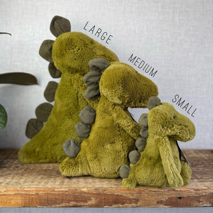 Jellycat Large Bashful Dinosaur - Large Dark Green Dinosaur Retired 16"
