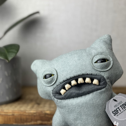 Fuggler Wide Eyed Weirdo Grey - Grey Smooth Felt Funny Ugly Monster Plush Toy