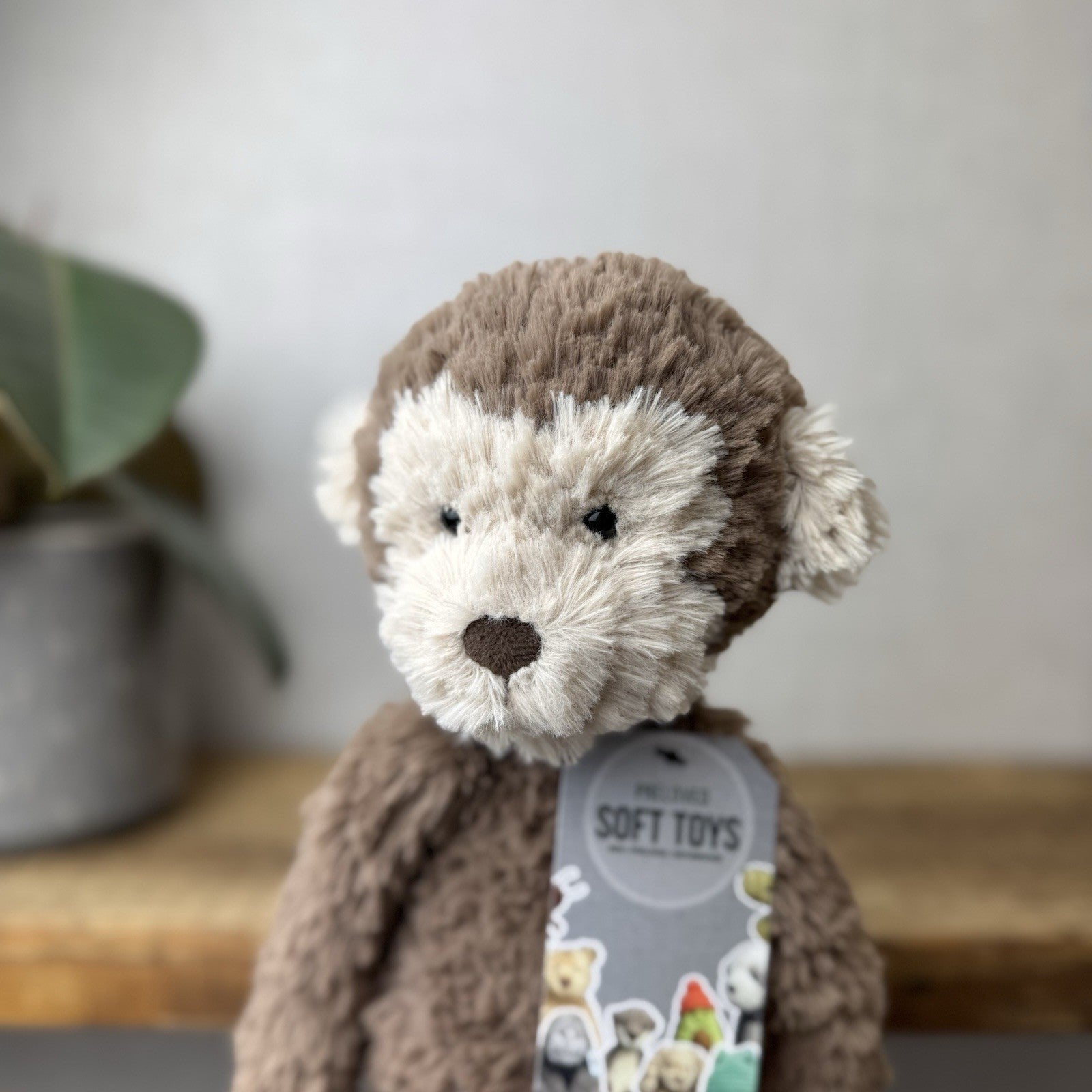 Jellycat Smuffle Monkey - Retired Textured Long Limbed Monkey Light Brown 14"