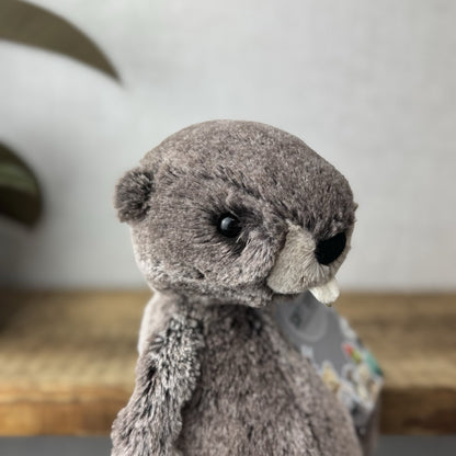Jellycat Medium Bashful Marmot - Woodland Grey/brown Mix Cottontail Plush 12”