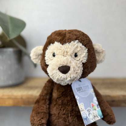 Jellycat Tuffet Monkey - Medium Brown Beanie Plush Textured Soft Toy Retired 12"