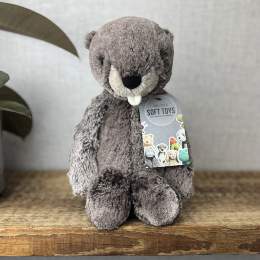 Jellycat Medium Bashful Marmot - Woodland Grey/brown Mix Cottontail Plush 12”