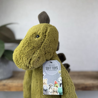 Jellycat Large Bashful Dinosaur - Large Dark Green Dinosaur Retired 16"