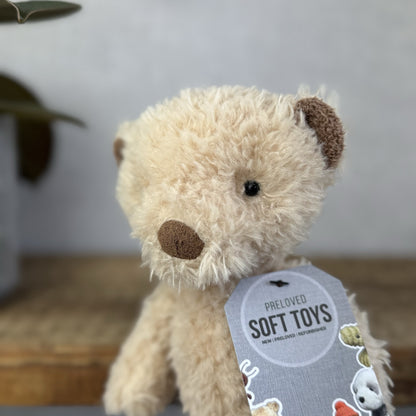 Jellycat Small Vintage Bear - Vintage Light Brown Bear Beanie Soft Toy Small 9”
