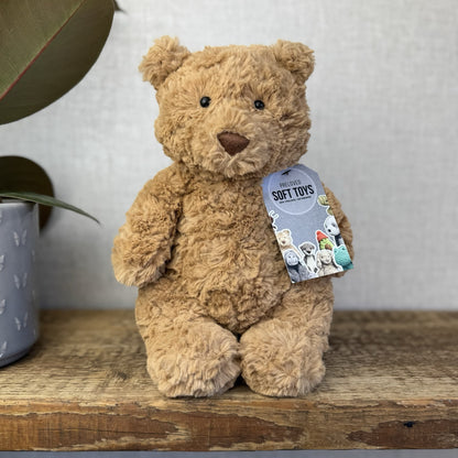 Jellycat Medium Bartholemew Bear - Jellycat Textured Tan Sitting Bear Plush 12"