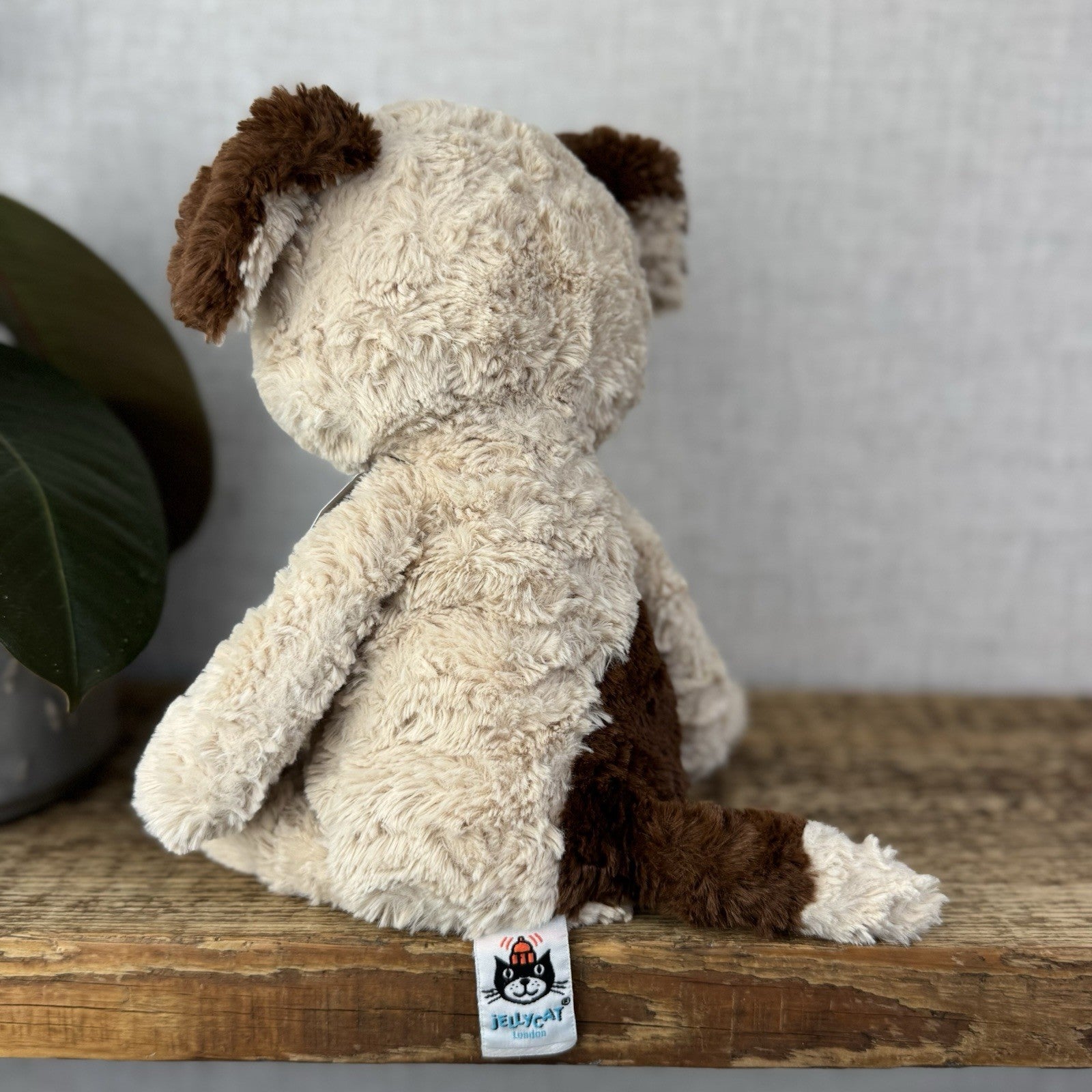 Jellycat Tuffet Dog - Medium Brown Beige Dog Plush Textured Soft Toy Retired 12"