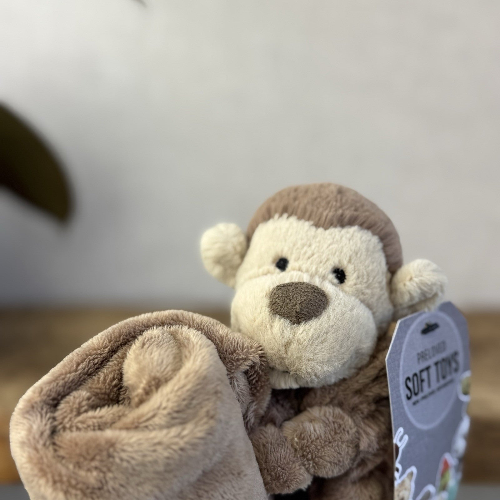 Jellycat Bashful Monkey Soother - Monkey Comforter Blanket Brown Baby Gift NWOT