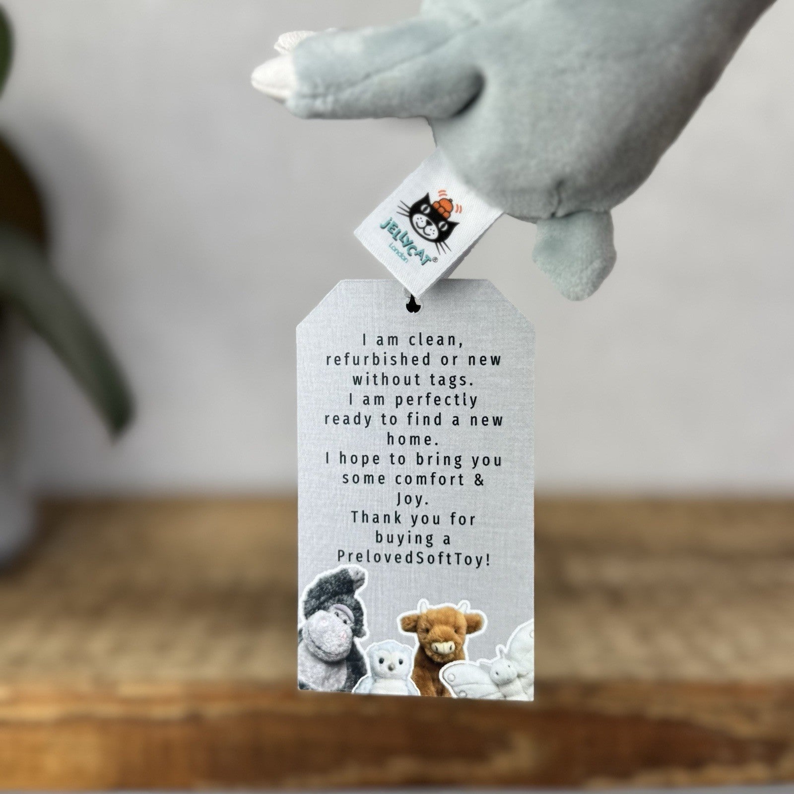 Jellycat Minikin Bunny Rabbit Grey - Tiny Small Velour Bunny Beanie Retired 6"