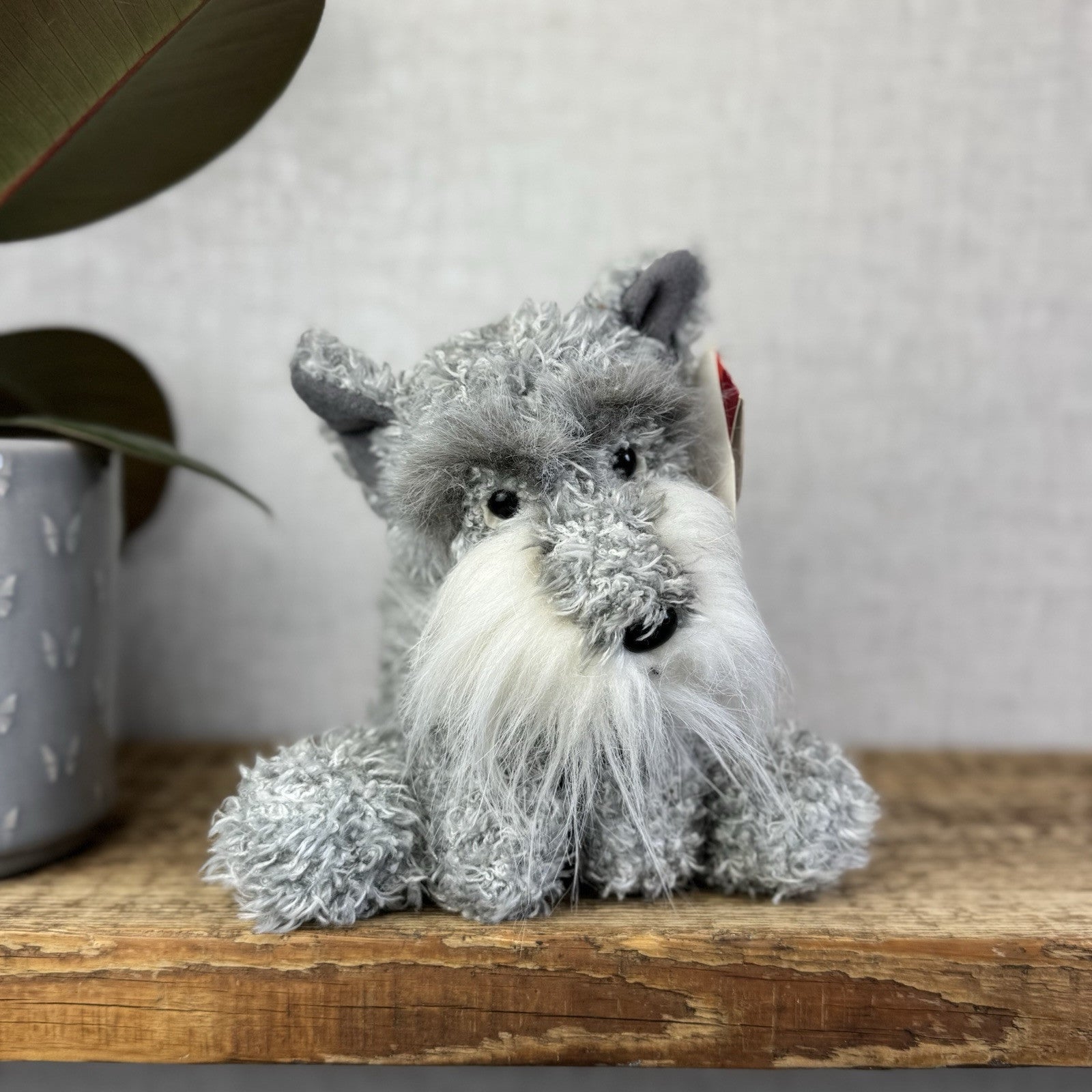 Russ Berrie Softies Toby - Grey Schnauzer Dog Soft Toy Beanie Plush Tags 8"