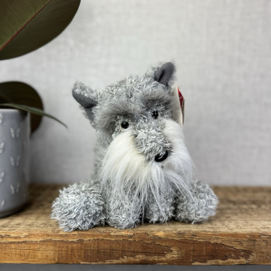 Russ Berrie Softies Toby - Grey Schnauzer Dog Soft Toy Beanie Plush Tags 8"