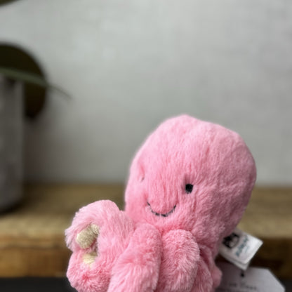 Jellycat Tiny Candie Octopus - Tiny Bright Pink Octopus Plush Beanie Retired 5”