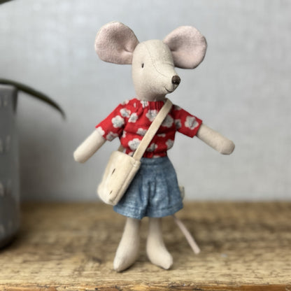 Maileg Mum Mouse - Maileg Mum Mouse With Cheese Bag Denim Skirt 