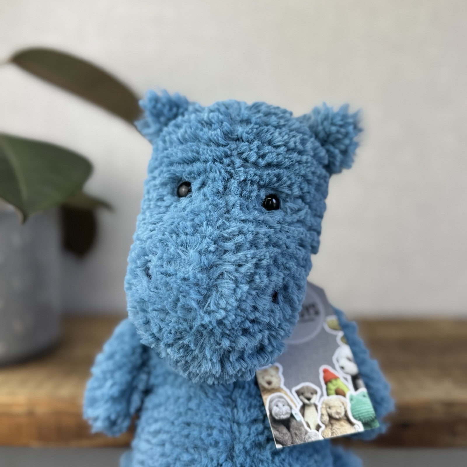 Jellycat Quangle Wangle Hippo - Blue Textured Sitting Hippopotamus Beanie 12"