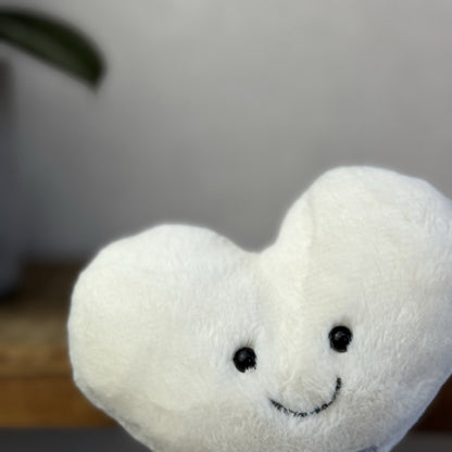 Jellycat Amuseable White Heart - Small Heart Pocket Pal - Small Heart Toy 4”