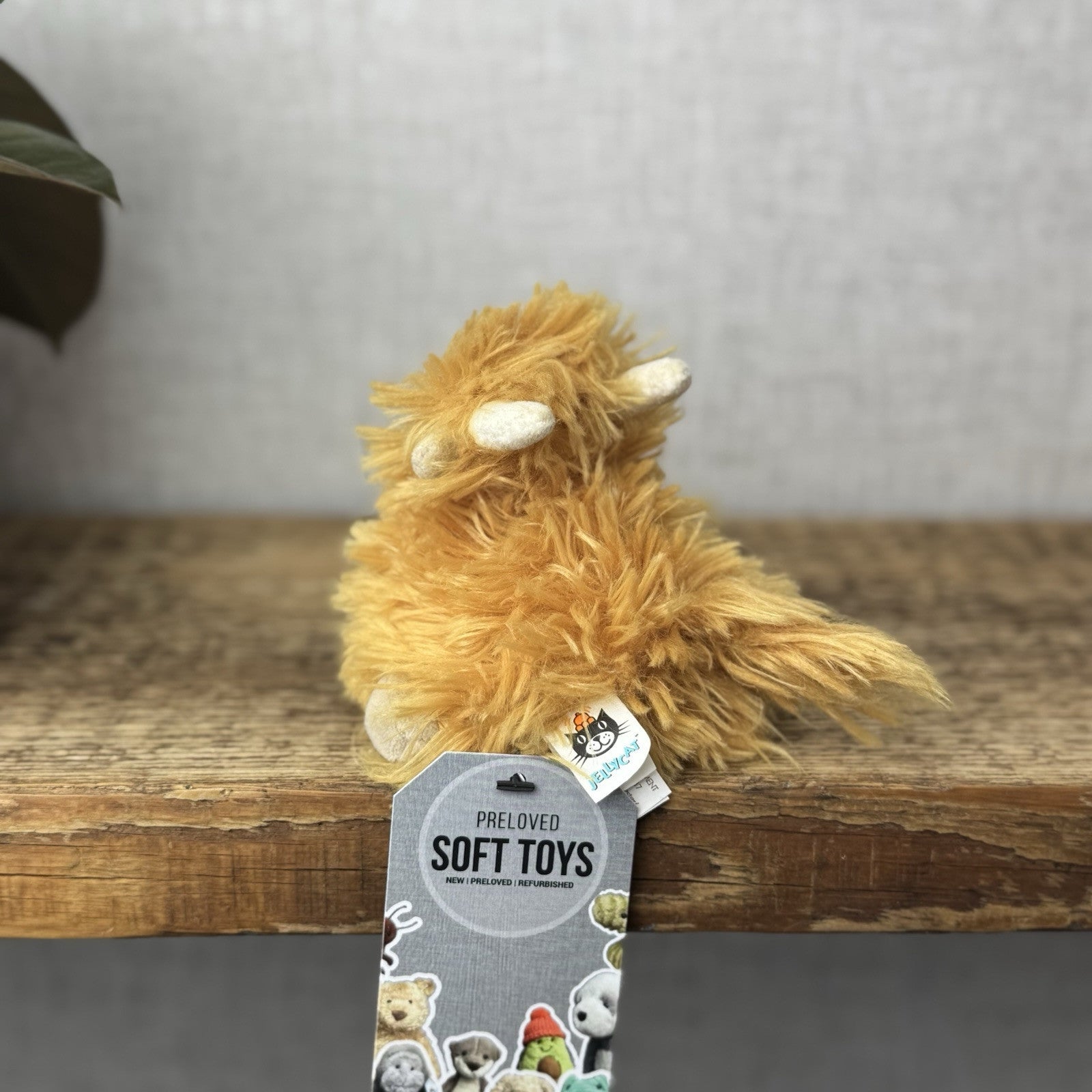 Jellycat Tiny Truffles Highland Cow - Tiny Orange Fluffy Cow Mini Beanie Toy 4”