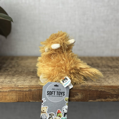 Jellycat Tiny Truffles Highland Cow - Tiny Orange Fluffy Cow Mini Beanie Toy 4”