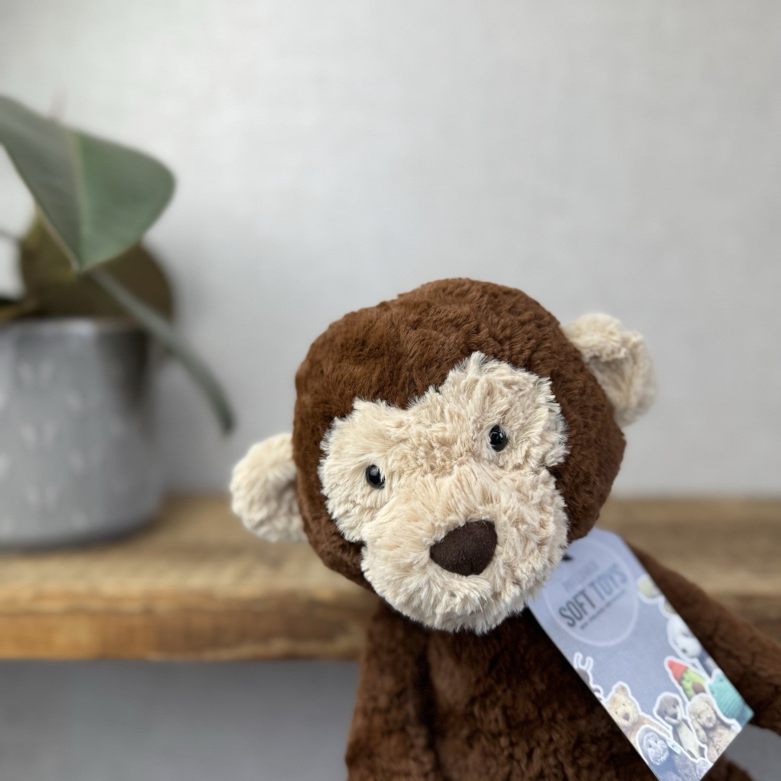 Jellycat Tuffet Monkey - Medium Brown Beanie Plush Textured Soft Toy Retired 12"