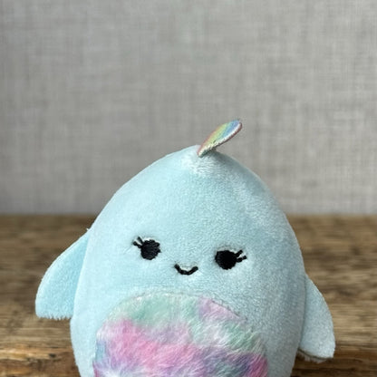 Squishmallow Squishville - Tiny Squishmallow - Nellie Tie-dye Narwhal White/blue
