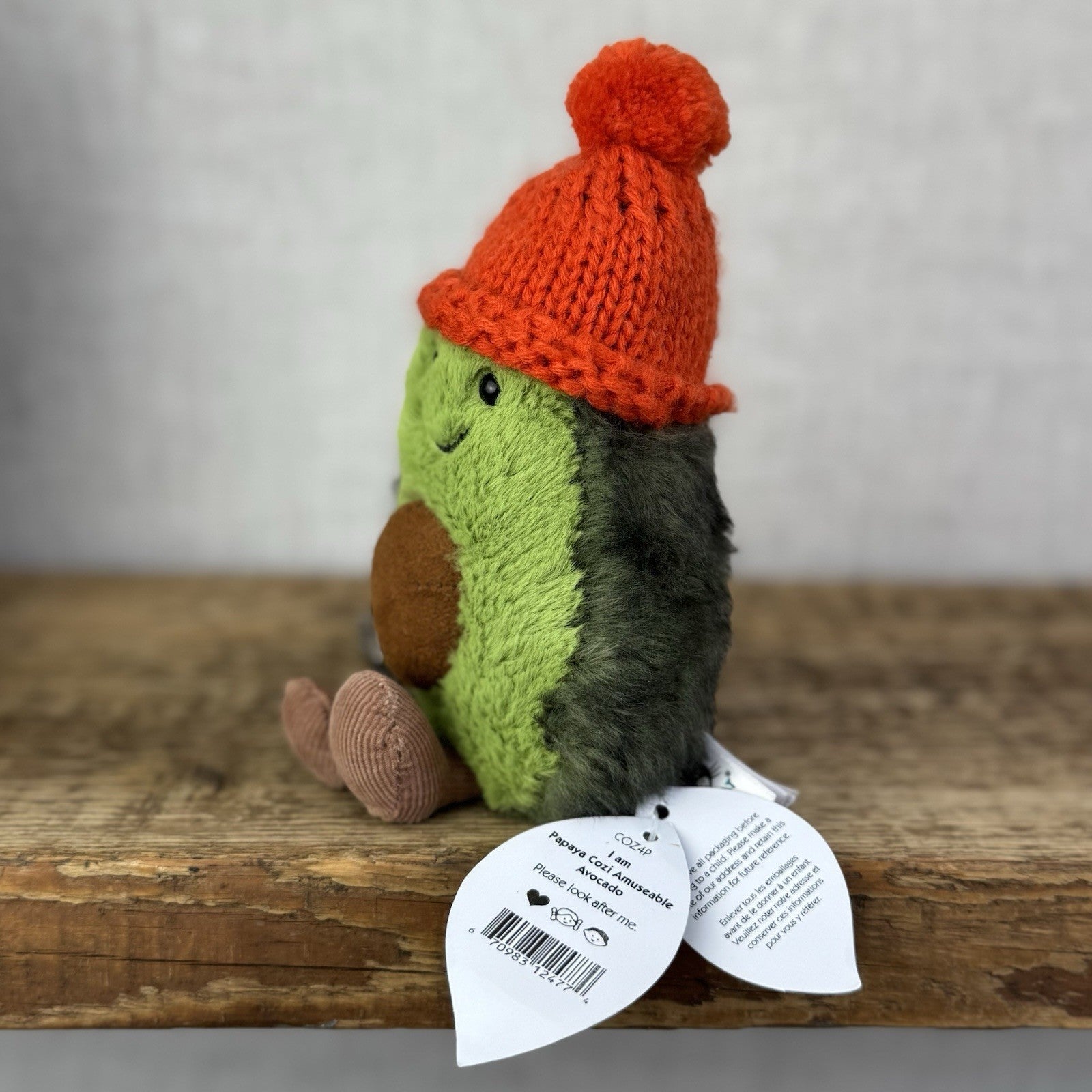 Jellycat Amuseable Papaya Cozi - Avocado With Red Bobble Hat Plush Soft Toy New
