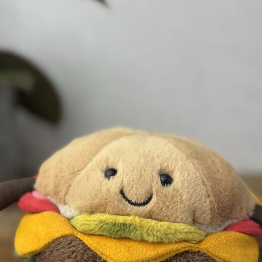 Jellycat Amuseable Burger Plush Soft Toy Food - Burger Beanie Plush Collectible