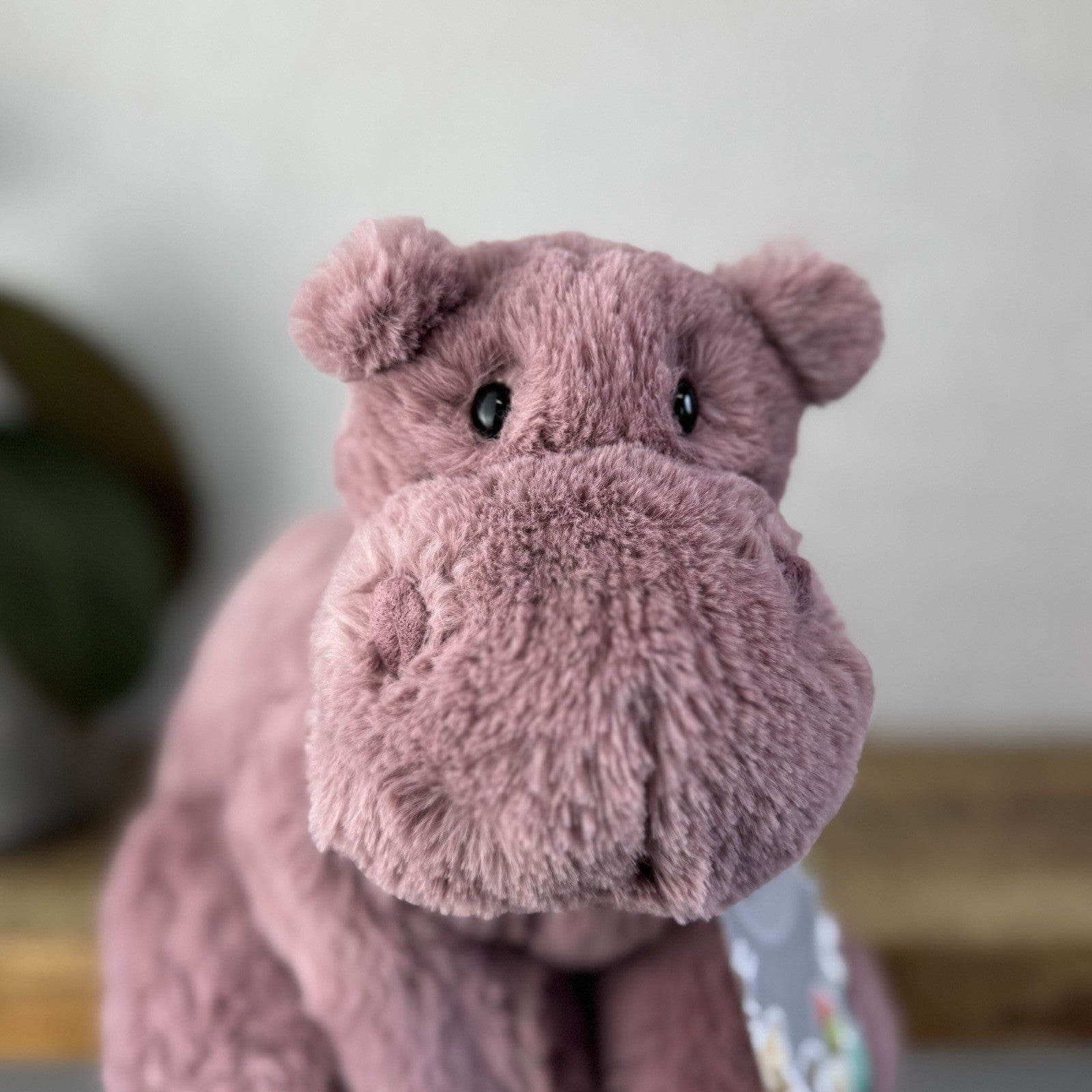 Jellycat Medium Huggady Hippo - Floppy Hippo Beanie Purple Plush Soft Toy 10"