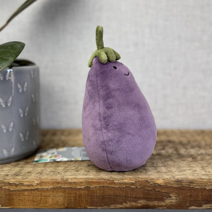Jellycat Vivacious Aubergine - Small Purple Velour Beanie Vegetable Play 7"