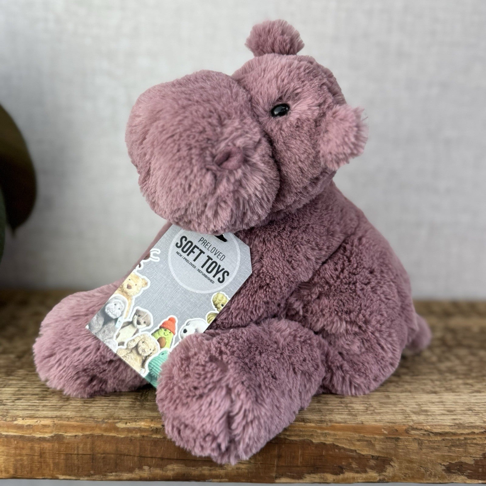 Jellycat Medium Huggady Hippo - Floppy Hippo Beanie Purple Plush Soft Toy 10"