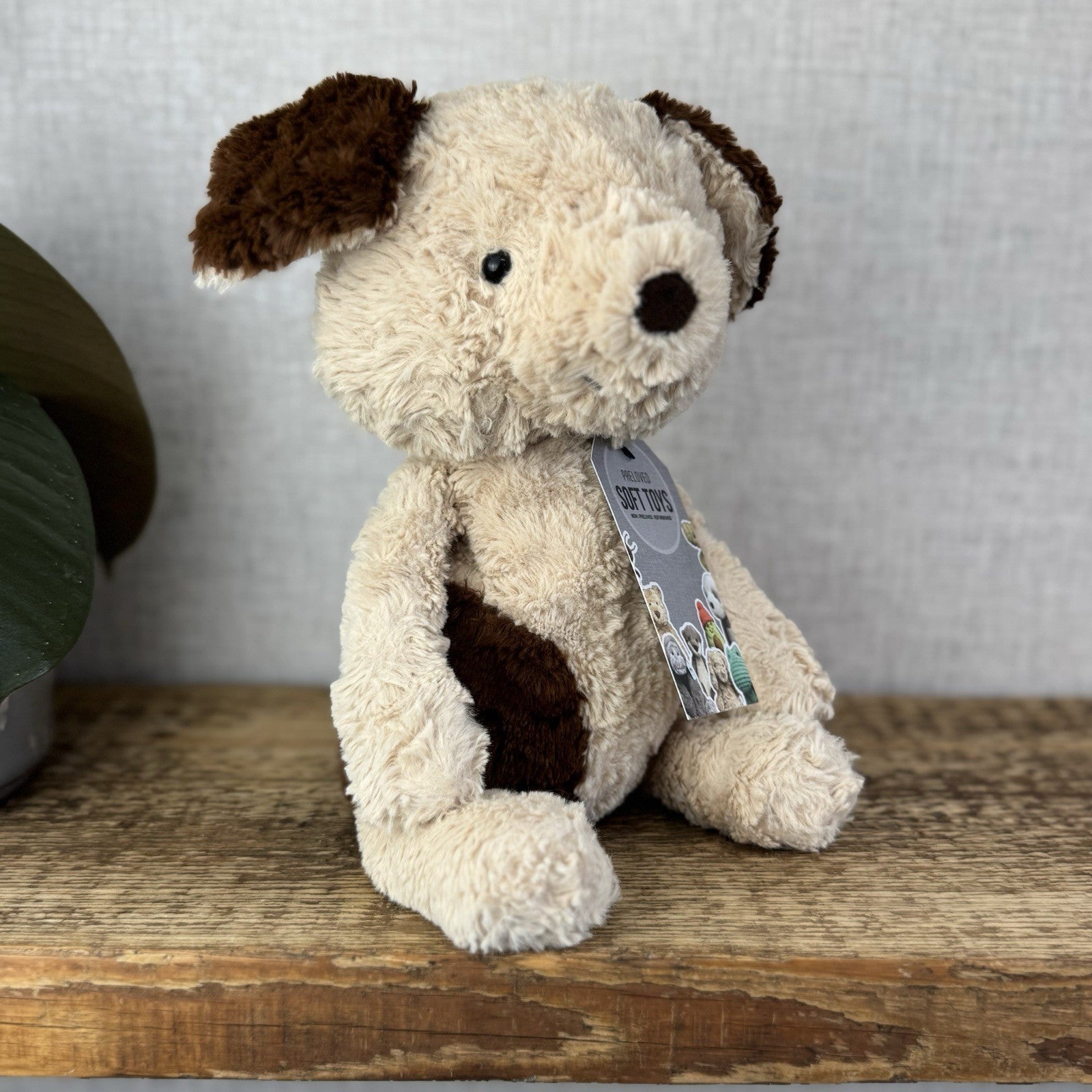 Jellycat Tuffet Dog - Medium Brown Beige Dog Plush Textured Soft Toy Retired 12"