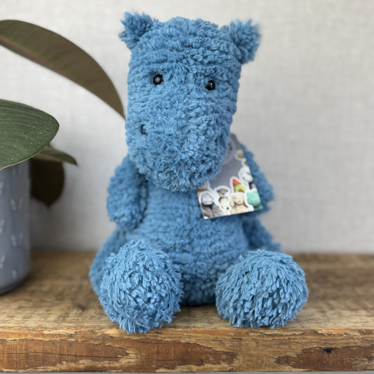 Jellycat Quangle Wangle Hippo - Blue Textured Sitting Hippopotamus Beanie 12"