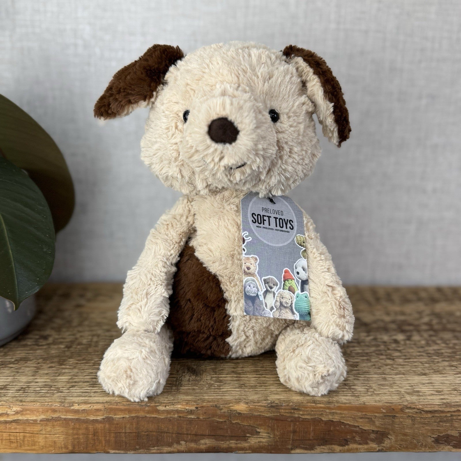 Jellycat Tuffet Dog - Medium Brown Beige Dog Plush Textured Soft Toy Retired 12"