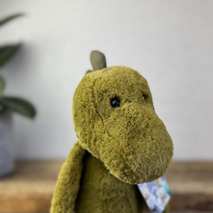 Jellycat Bashful Medium Dinosaur - Medium Beanie Plush Olive Green Dino 12”