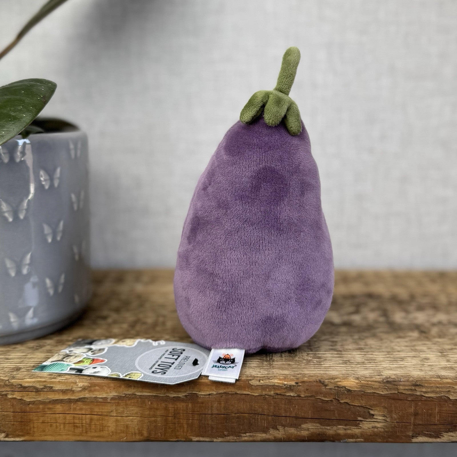 Jellycat Vivacious Aubergine - Small Purple Velour Beanie Vegetable Play 7"